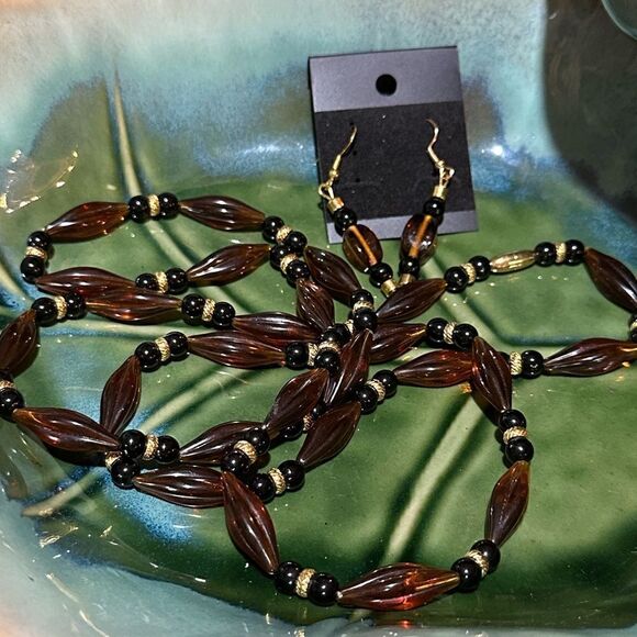 Vintage Handmade Artisan Premium Glass Beaded 36” Flapper Necklace & Earrings - Picture 3 of 5